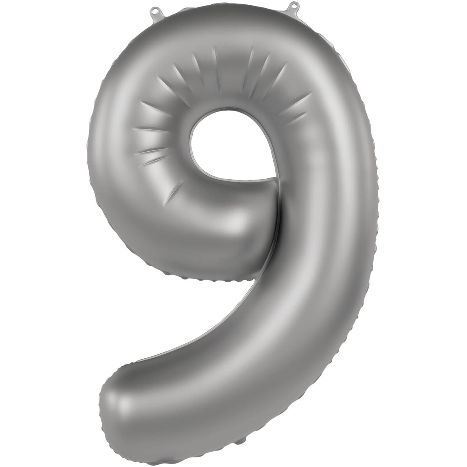 Folienzahl 9 satin gloss moonlight silver 34 in / 86cm mit Helium und Gewicht