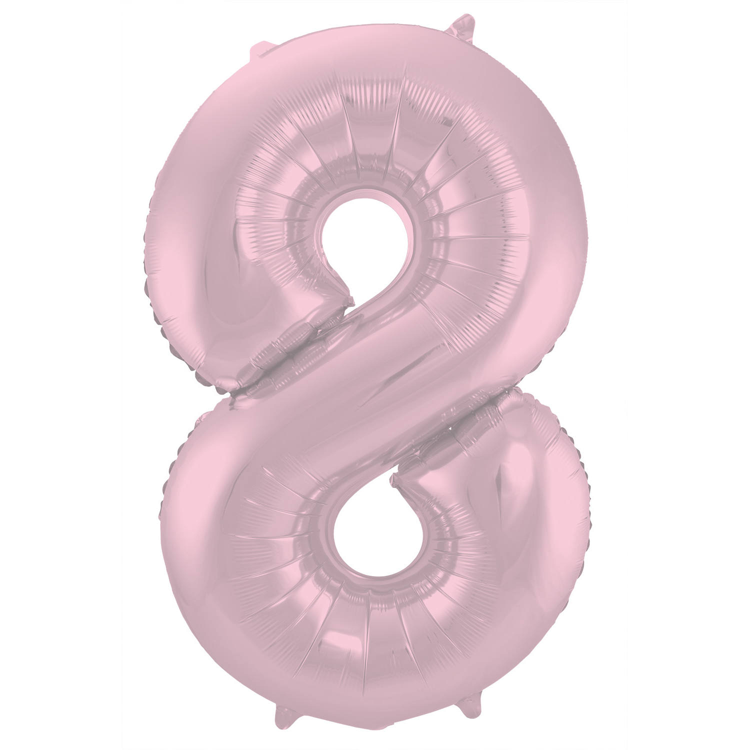 Folienzahl 8 pastellrosa metallic matt 34 in / 86cm mit Helium und Gewicht