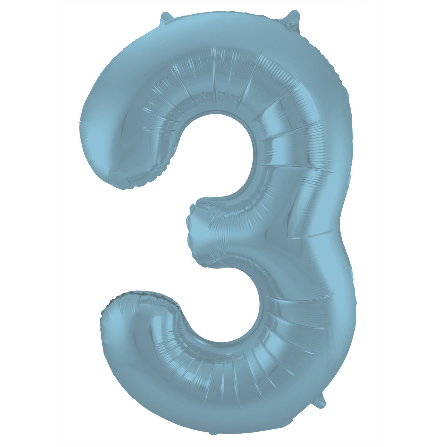 Folienzahl 3 pastellblau metallic matt 34 in / 86cm mit Helium und Gewicht